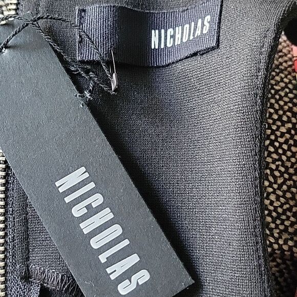 NWT Nicholas Black Peplum Top Sz 4 XS S Ponti Asymmetrical Angled Sexy Feminine - Picture 9 of 14